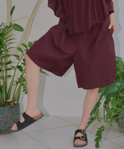 manana suerte(マニャーナスエルテ)の「短すぎない大人丈 コットンリネンショートパンツ(その他パンツ・レディース・イエロー/ブラック/ボルドー・FREE)」の22枚目の写真