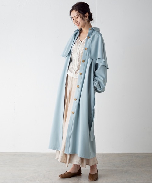 MILLION CARATS（ミリオンカラッツ）の「ケープライクワンピースコート（トレンチコート・レディース・ブルー/オフホワイト・FREE）」の11枚目の写真