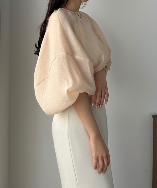 Louere（ルエレ）の「ラグランボリュームスリーブシアートップス（シャツ/ブラウス・レディース・アイボリー/ブラック/モカ/グレー/ピンクベージュ・SMALL/MEDIUM/LARGE/X-LARGE）」の19枚目の写真