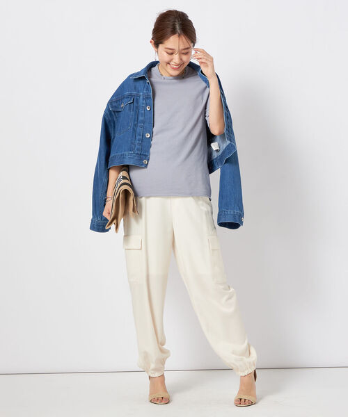 NOLLEY’S（ノーリーズ）の「シアーボトルネック5分袖プルオーバーカットソー（Tシャツ/カットソー・レディース・グレイッシュベージュ/ブラック/オフホワイト/グレイッシュブルー・38）」の7枚目の写真