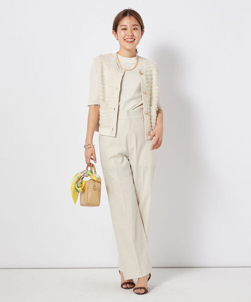 NOLLEY’S（ノーリーズ）の「シアーボトルネック5分袖プルオーバーカットソー（Tシャツ/カットソー・レディース・グレイッシュベージュ/ブラック/オフホワイト/グレイッシュブルー・38）」の14枚目の写真