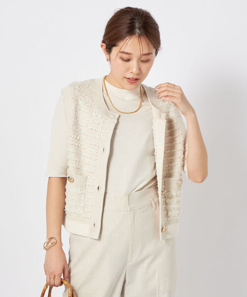 NOLLEY’S（ノーリーズ）の「シアーボトルネック5分袖プルオーバーカットソー（Tシャツ/カットソー・レディース・グレイッシュベージュ/ブラック/オフホワイト/グレイッシュブルー・38）」の18枚目の写真