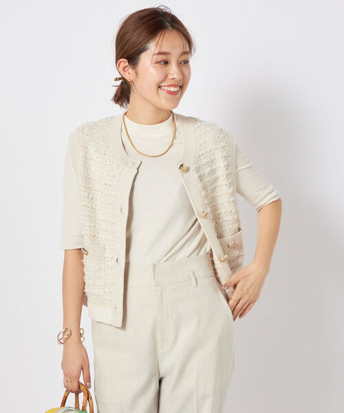 NOLLEY’S（ノーリーズ）の「シアーボトルネック5分袖プルオーバーカットソー（Tシャツ/カットソー・レディース・グレイッシュベージュ/ブラック/オフホワイト/グレイッシュブルー・38）」の19枚目の写真