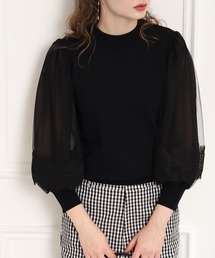 couture brooch | 【袖コンシャスな愛されトップス】チュールレース袖ニット(ニット/セーター)