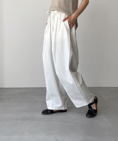 El mar（エルマール）の「El mar(エルマール) コットンカーブイージーパンツ（その他パンツ・レディース・ホワイト/チャコールグレー・ONE SIZE）」の3枚目の写真