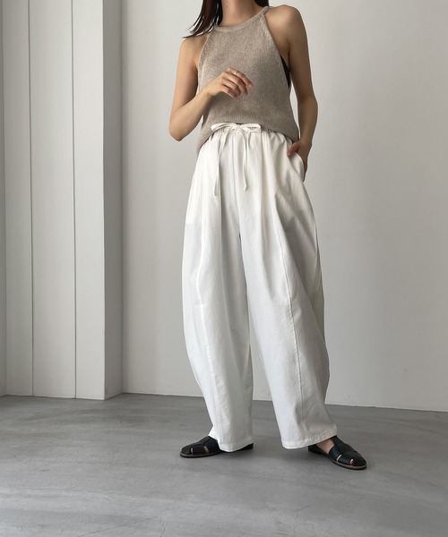 El mar（エルマール）の「El mar(エルマール) コットンカーブイージーパンツ（その他パンツ・レディース・ホワイト/チャコールグレー・ONE SIZE）」の5枚目の写真