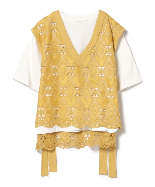 tシャツ レースベスト プルオーバー セット（セットアイテム） レディース BEAMS HEART tシャツ レースベスト プルオーバー セット（セット