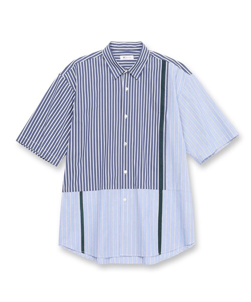 tk.TAKEO KIKUCHI（ティーケータケオキクチ）の「◆ストライプハーフ＆ハーフ半袖シャツ（シャツ/ブラウス・メンズ・ブルー系1/グレー系1・01/02/03）」の3枚目の写真