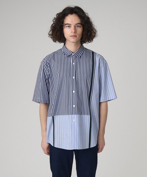 tk.TAKEO KIKUCHI（ティーケータケオキクチ）の「◆ストライプハーフ＆ハーフ半袖シャツ（シャツ/ブラウス・メンズ・ブルー系1/グレー系1・01/02/03）」の13枚目の写真