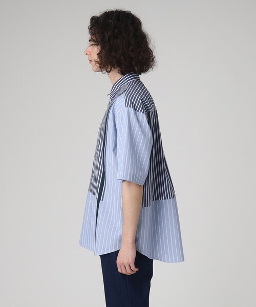 tk.TAKEO KIKUCHI（ティーケータケオキクチ）の「◆ストライプハーフ＆ハーフ半袖シャツ（シャツ/ブラウス・メンズ・ブルー系1/グレー系1・01/02/03）」の11枚目の写真