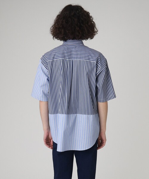 tk.TAKEO KIKUCHI（ティーケータケオキクチ）の「◆ストライプハーフ＆ハーフ半袖シャツ（シャツ/ブラウス・メンズ・ブルー系1/グレー系1・01/02/03）」の8枚目の写真
