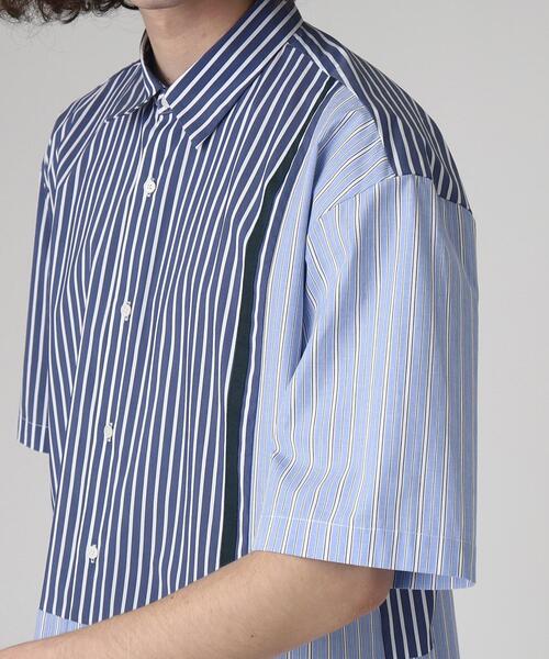 tk.TAKEO KIKUCHI（ティーケータケオキクチ）の「◆ストライプハーフ＆ハーフ半袖シャツ（シャツ/ブラウス・メンズ・ブルー系1/グレー系1・01/02/03）」の7枚目の写真