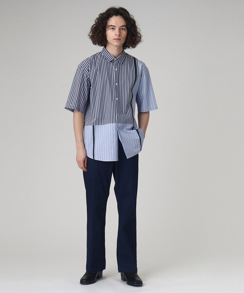 tk.TAKEO KIKUCHI（ティーケータケオキクチ）の「◆ストライプハーフ＆ハーフ半袖シャツ（シャツ/ブラウス・メンズ・ブルー系1/グレー系1・01/02/03）」の14枚目の写真