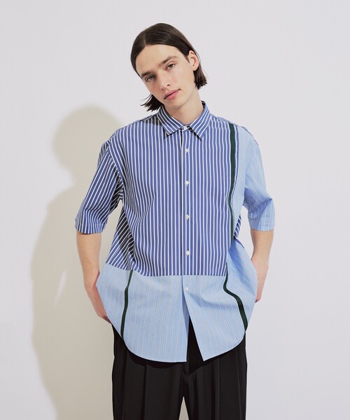 tk.TAKEO KIKUCHI（ティーケータケオキクチ）の「◆ストライプハーフ＆ハーフ半袖シャツ（シャツ/ブラウス・メンズ・ブルー系1/グレー系1・01/02/03）」の22枚目の写真