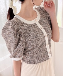 MIIA | カットツイードパフスリーブトップス(Tシャツ/カットソー)