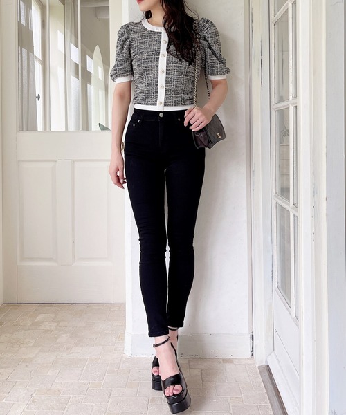 MIIA（ミーア）の「カットツイードパフスリーブトップス（Tシャツ/カットソー・レディース・オレンジ/ベージュ/ブラック・FREE）」の22枚目の写真