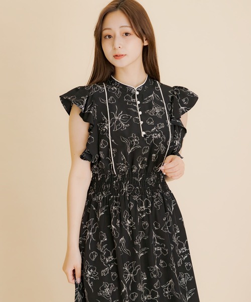 HEYUMM(ヘユム)の「フラワープリントフリルワンピース(ワンピース・レディース・ホワイト系その他/ブラック系その他・ONE/S)」の20枚目の写真
