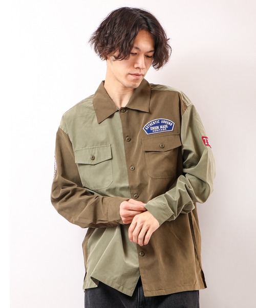 POWER TO THE PEOPLE（パワートゥーザピープル）の「POWER TO THE PEOPLE ミリタリーワッペン長袖シャツ（シャツ/ブラウス・メンズ・カーキ/マルチ・M/L/LL）」の18枚目の写真