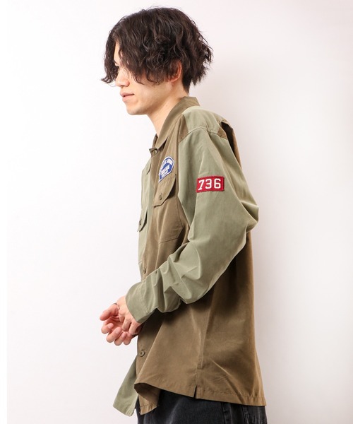 POWER TO THE PEOPLE（パワートゥーザピープル）の「POWER TO THE PEOPLE ミリタリーワッペン長袖シャツ（シャツ/ブラウス・メンズ・カーキ/マルチ・M/L/LL）」の19枚目の写真