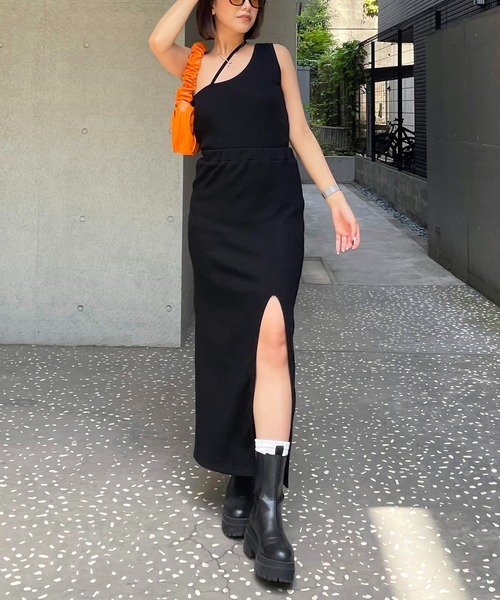 SPIRALGIRL(スパイラルガール)の「スリットリブスカート(スカート・レディース・ブラック/グリーン/イエロー・FREE)」の9枚目の写真