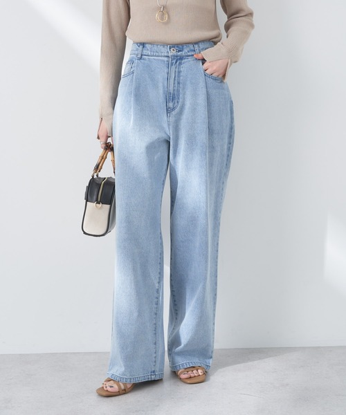 earth music&ecology（アースミュージックアンドエコロジー）の「タックルーズデニムパンツ（デニムパンツ・レディース・ブラック/ピンク/ライトインディゴブルー・M/S）」の3枚目の写真