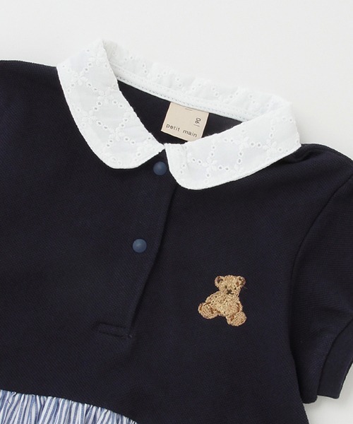 petit main（プティマイン）の「【リンク】ポロ切替えワンピース(キッズ)（ワンピース・キッズ・オフホワイト/ネイビー・130cm/100cm/80ｃｍ/90cm/110cm/120cm）」の4枚目の写真