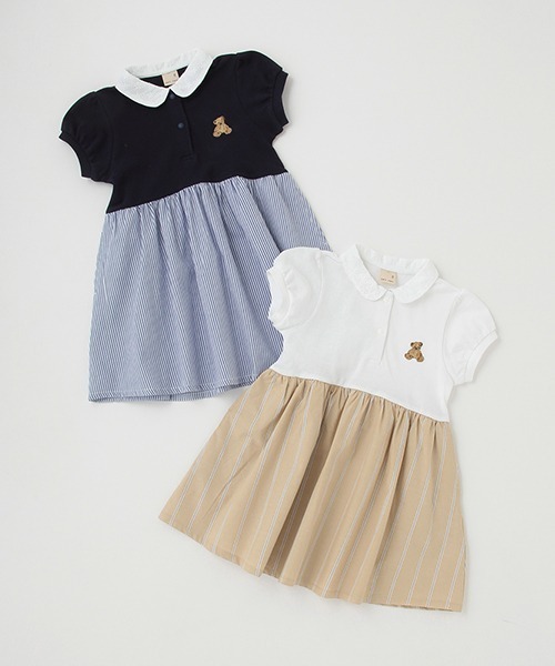 petit main（プティマイン）の「【リンク】ポロ切替えワンピース(キッズ)（ワンピース・キッズ・オフホワイト/ネイビー・130cm/100cm/80ｃｍ/90cm/110cm/120cm）」の8枚目の写真