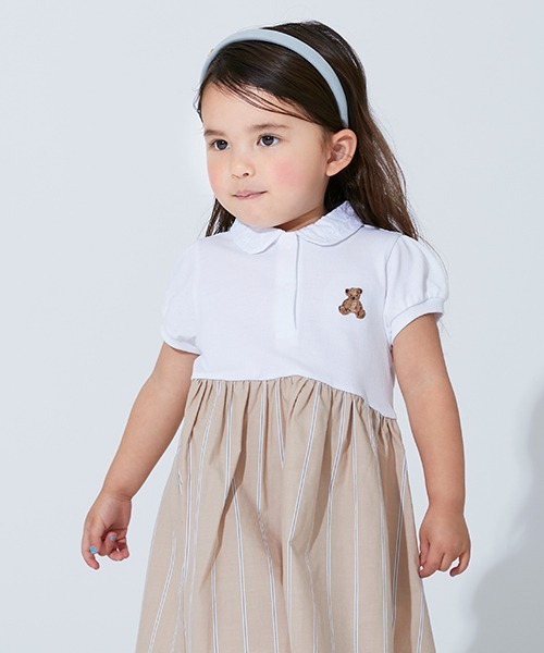 petit main（プティマイン）の「【リンク】ポロ切替えワンピース(キッズ)（ワンピース・キッズ・オフホワイト/ネイビー・130cm/100cm/80ｃｍ/90cm/110cm/120cm）」の14枚目の写真