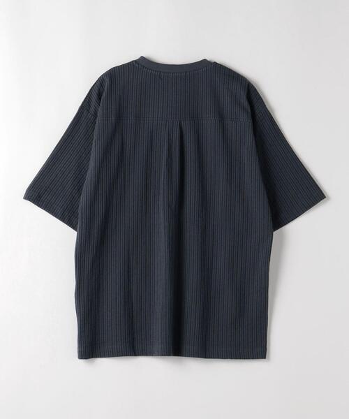 green label relaxing（グリーンレーベルリラクシング）の「サッカー ストライプ クルーネック Tシャツ -吸水速乾-（Tシャツ/カットソー・メンズ・ライトグレー/ライトブルー/ネイビー・S/M/L/XL）」の16枚目の写真