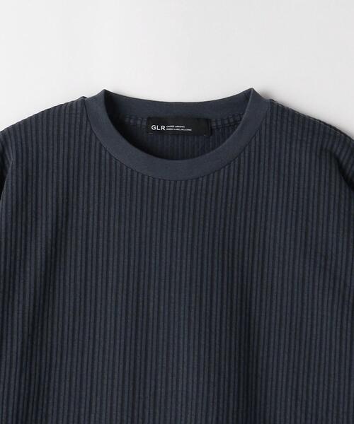 green label relaxing（グリーンレーベルリラクシング）の「サッカー ストライプ クルーネック Tシャツ -吸水速乾-（Tシャツ/カットソー・メンズ・ライトグレー/ライトブルー/ネイビー・S/M/L/XL）」の4枚目の写真