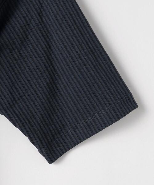 green label relaxing（グリーンレーベルリラクシング）の「サッカー ストライプ クルーネック Tシャツ -吸水速乾-（Tシャツ/カットソー・メンズ・ライトグレー/ライトブルー/ネイビー・S/M/L/XL）」の9枚目の写真