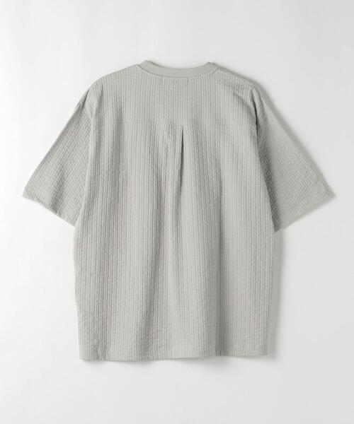 green label relaxing（グリーンレーベルリラクシング）の「サッカー ストライプ クルーネック Tシャツ -吸水速乾-（Tシャツ/カットソー・メンズ・ライトグレー/ライトブルー/ネイビー・S/M/L/XL）」の13枚目の写真