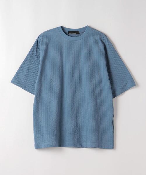 green label relaxing（グリーンレーベルリラクシング）の「サッカー ストライプ クルーネック Tシャツ -吸水速乾-（Tシャツ/カットソー・メンズ・ライトグレー/ライトブルー/ネイビー・S/M/L/XL）」の17枚目の写真