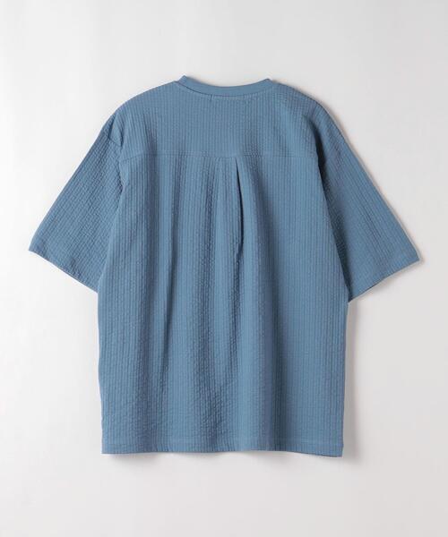 green label relaxing（グリーンレーベルリラクシング）の「サッカー ストライプ クルーネック Tシャツ -吸水速乾-（Tシャツ/カットソー・メンズ・ライトグレー/ライトブルー/ネイビー・S/M/L/XL）」の18枚目の写真