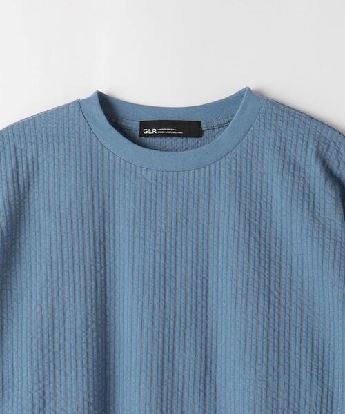 green label relaxing（グリーンレーベルリラクシング）の「サッカー ストライプ クルーネック Tシャツ -吸水速乾-（Tシャツ/カットソー・メンズ・ライトグレー/ライトブルー/ネイビー・S/M/L/XL）」の19枚目の写真