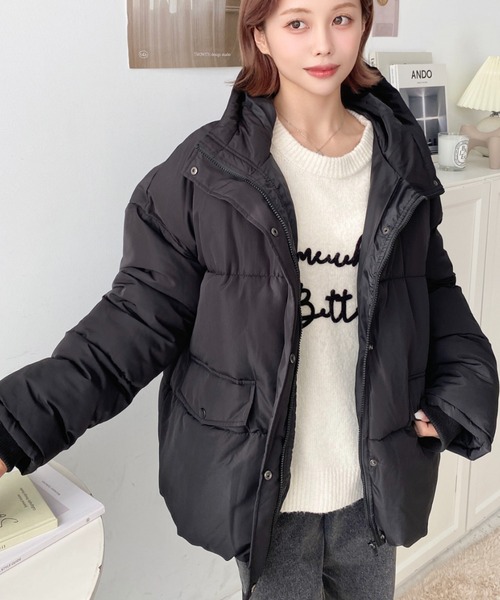 moment+(モーメントプラス)の「ファイバーダウン袖リブフードブルゾン(ダウンジャケット/コート・レディース・ブラック/ベージュ/アイボリー/グレー・M/L)」の19枚目の写真