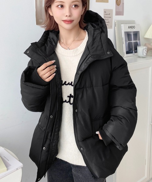 moment+(モーメントプラス)の「ファイバーダウン袖リブフードブルゾン(ダウンジャケット/コート・レディース・ブラック/ベージュ/アイボリー/グレー・M/L)」の18枚目の写真