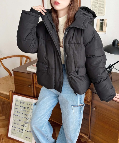 moment+(モーメントプラス)の「ファイバーダウン袖リブフードブルゾン(ダウンジャケット/コート・レディース・ブラック/ベージュ/アイボリー/グレー・M/L)」の21枚目の写真