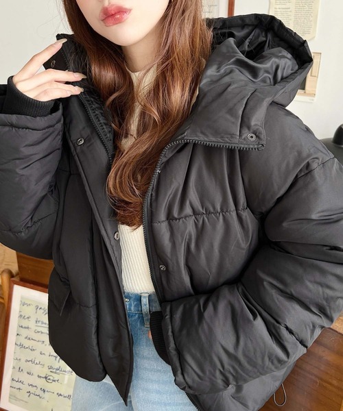 moment+(モーメントプラス)の「ファイバーダウン袖リブフードブルゾン(ダウンジャケット/コート・レディース・ブラック/ベージュ/アイボリー/グレー・M/L)」の20枚目の写真