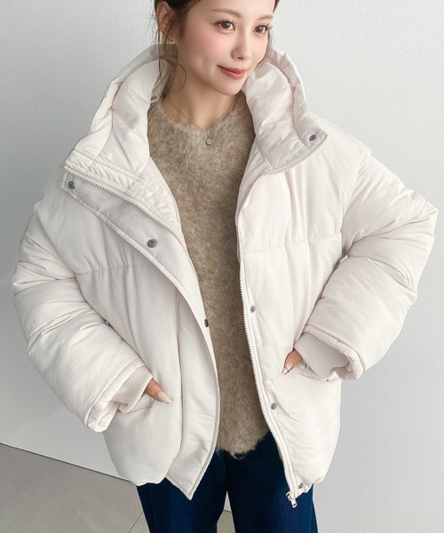 セール】ファイバーダウン袖リブフードブルゾン（ダウンジャケット