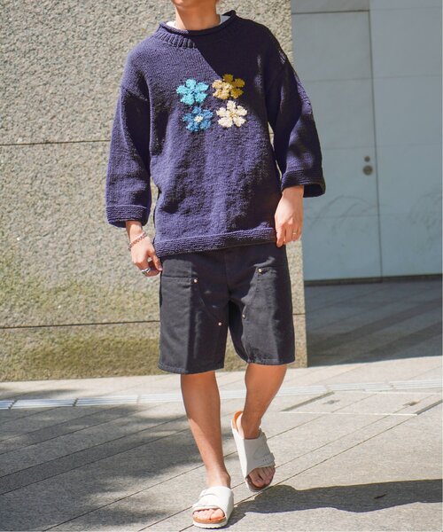 JOINT WORKS(ジョイントワークス)の「【MacMahon Knitting Mills / マクマホンニッティングミルズ】-4Flowers(ニット/セーター・メンズ・アイボリー/ブラック・FREE)」の7枚目の写真