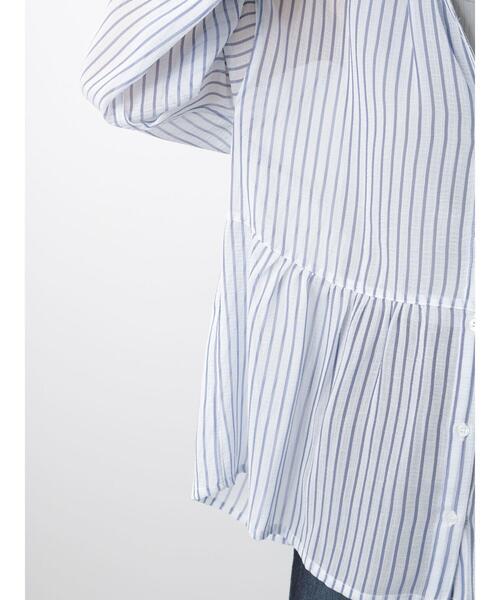 Samansa Mos2 blue（サマンサモスモスブルー）の「シアーストライプブラウス（シャツ/ブラウス・レディース・オフホワイト/ネイビー/モカ・ﾌﾘ-）」の14枚目の写真