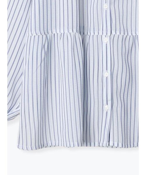 Samansa Mos2 blue（サマンサモスモスブルー）の「シアーストライプブラウス（シャツ/ブラウス・レディース・オフホワイト/ネイビー/モカ・ﾌﾘ-）」の6枚目の写真