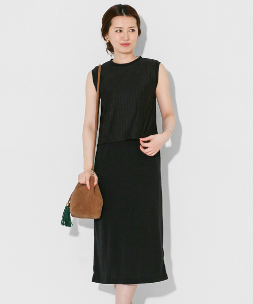 SENSE OF PLACE by URBAN RESEARCH（センスオブプレイスバイアーバンリサーチ）の「シアーストライプストレートワンピース（ワンピース・レディース・ホワイト/ブラック・FREE）」の2枚目の写真