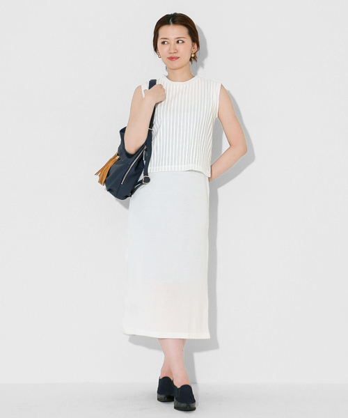 SENSE OF PLACE by URBAN RESEARCH（センスオブプレイスバイアーバンリサーチ）の「シアーストライプストレートワンピース（ワンピース・レディース・ホワイト/ブラック・FREE）」の11枚目の写真