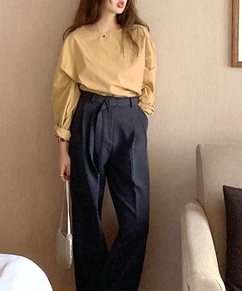 Dewlily(デューリリー)の「ラウンドネックブラウス(シャツ/ブラウス・レディース・オレンジ/ホワイト・L/XL/M)」の8枚目の写真