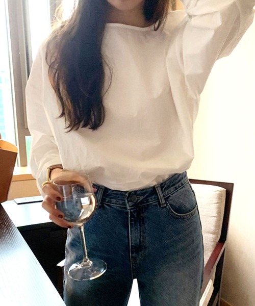 Dewlily(デューリリー)の「ラウンドネックブラウス(シャツ/ブラウス・レディース・オレンジ/ホワイト・L/XL/M)」の20枚目の写真