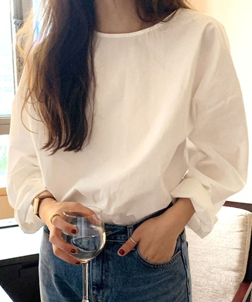 Dewlily(デューリリー)の「ラウンドネックブラウス(シャツ/ブラウス・レディース・オレンジ/ホワイト・L/XL/M)」の18枚目の写真