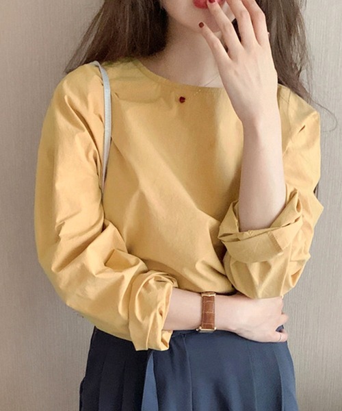 Dewlily(デューリリー)の「ラウンドネックブラウス(シャツ/ブラウス・レディース・オレンジ/ホワイト・L/XL/M)」の11枚目の写真