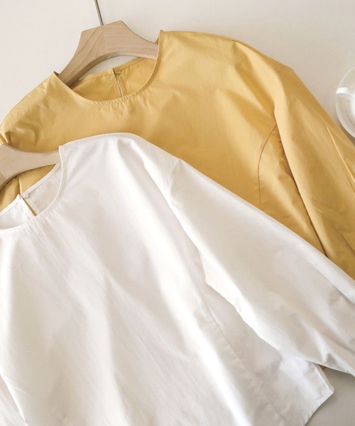 Dewlily(デューリリー)の「ラウンドネックブラウス(シャツ/ブラウス・レディース・オレンジ/ホワイト・L/XL/M)」の9枚目の写真